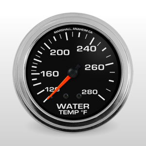 2-5/8" Water Temperature Gauge. Black Dial, Mechanical Water Temperature Gauge. 3014 2-5/8" Water Temperature Gauge. Black Dial, Mechanical Water Temperature Gauge.