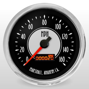 3-3/8" Speedometer SCX Retro Style from Marshall Instruments 4052 3-3/8" Speedometer SCX Retro Style from Marshall Instruments