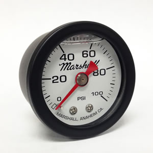Marshall CWB00100. 1.5" Direct Mount Fuel/Oil/Air/Water Pressure Gauge, Liquid Filled, 1/8" NPT Center Back Connection CWB00100 Marshall CWB00100. 1.5" Direct Mount Fuel/Oil/Air/Water Pressure Gauge, Liquid Filled, 1/8" NPT Center Back Connection