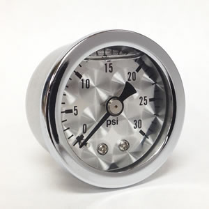 Marshall ET00030.  1.5" Direct Mount Fuel/Oil/Air/Water Pressure Gauge, Liquid Filled, 1/8" NPT Center Back Connection