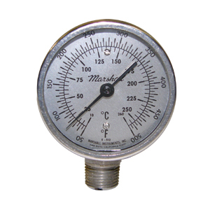 3 in Bottom Mount Bimetal Thermometer from Marshall Instruments GJ 3 in Bottom Mount Bimetal Thermometer from Marshall Instruments