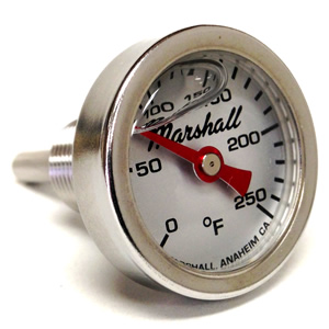 Direct Mount Engine Thermometer. 0-250F "Shock Proof" Flag Dial, Silicone Filled. I-14-LS Direct Mount Engine Thermometer. 0-250F "Shock Proof" Flag Dial, Silicone Filled.